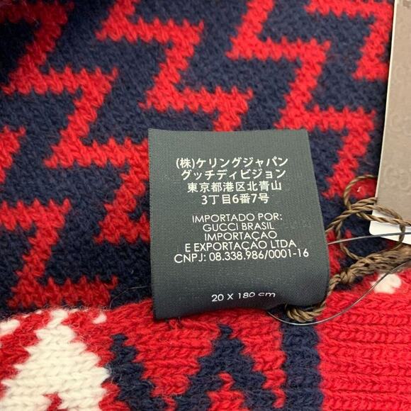 NWT Gucci Zigzag Wool Scarf In Red - Picture 11 of 11
